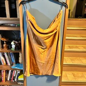 Orange Cowl Neck Mini Dress